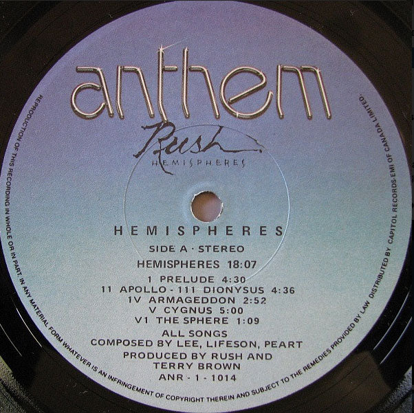 Rush ‎– Hemispheres - 1978 Pressing! VinylPursuit.com