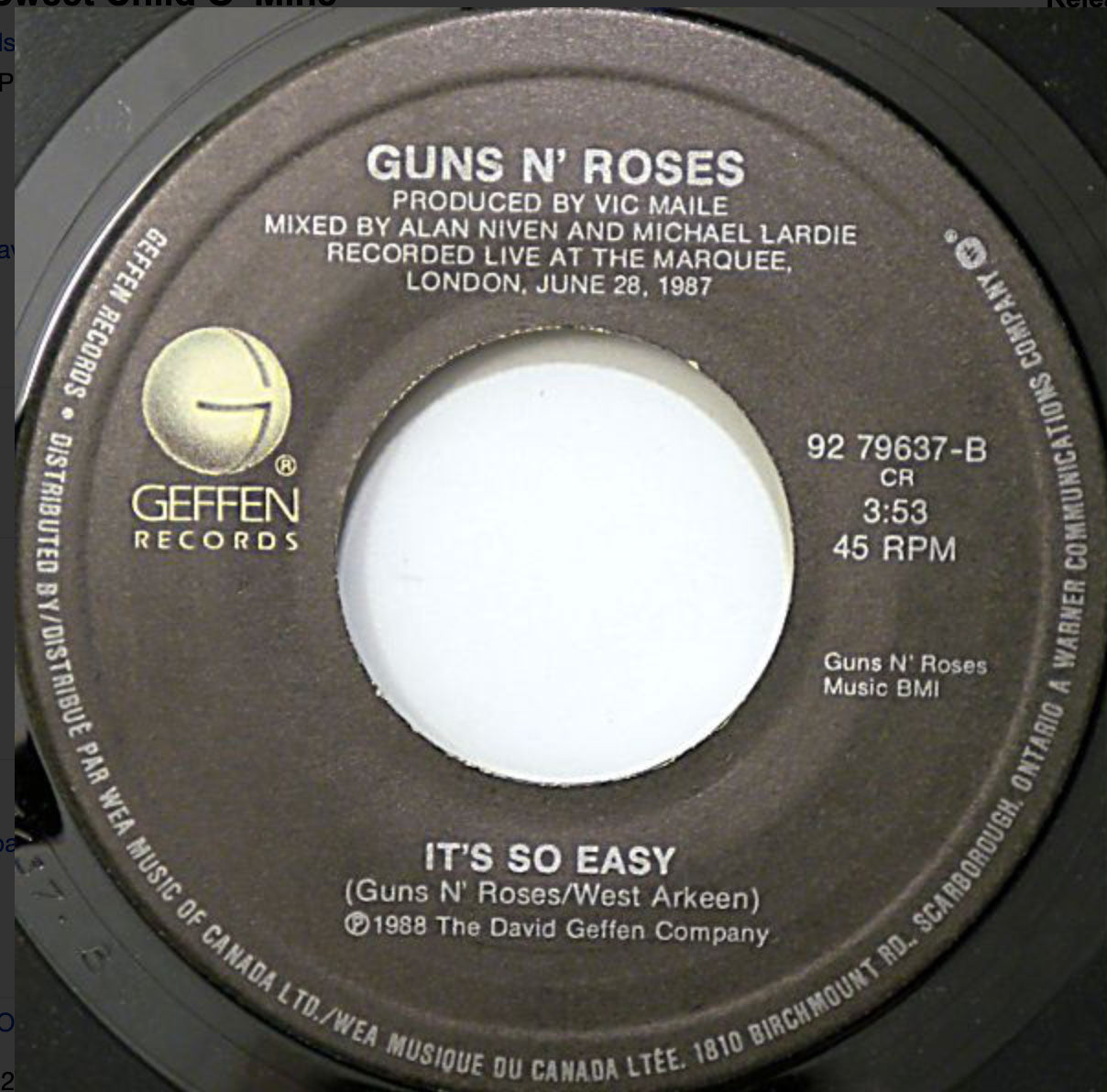 Guns N Roses - Sweet Child O Mine - 7" Single, 1988 Original!