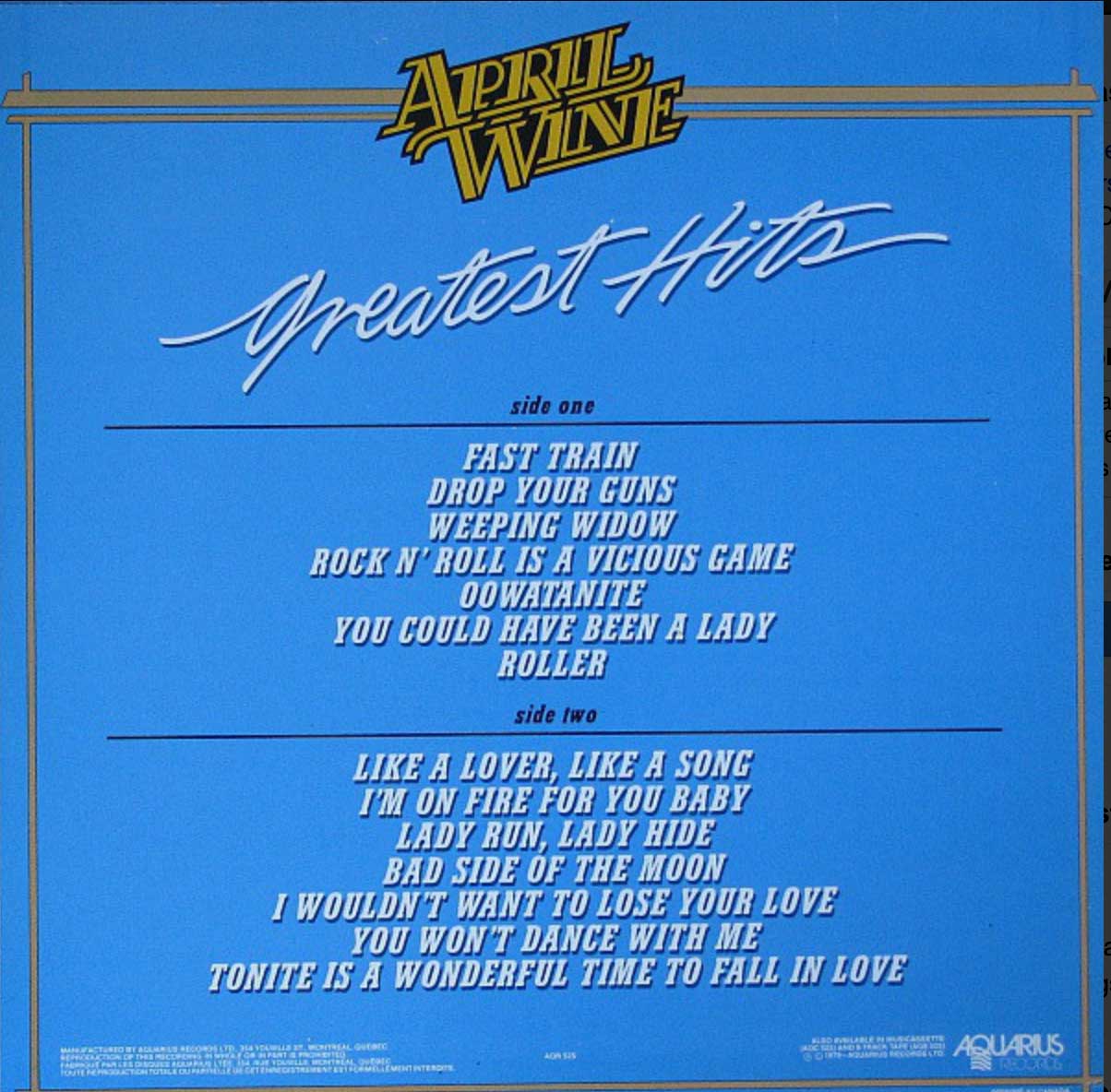 April Wine ‎– Greatest Hits - 1979 Original