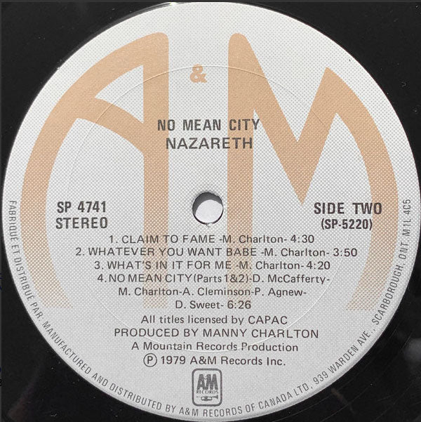 Nazareth – No Mean City - 1979 VinylPursuit.com
