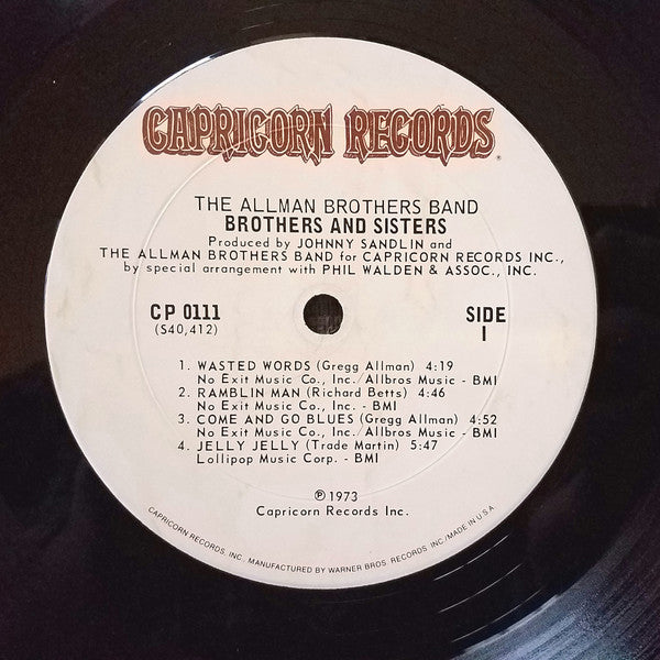The Allman Brothers Band ‎– Brothers And Sisters - 1977 US Pressing