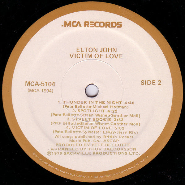 Elton John ‎– Victim Of Love - 1979 US Pressing SEALED!