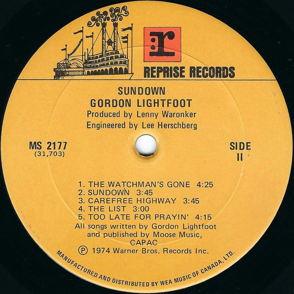 Gordon Lightfoot – Sundown - 1974 Pressing in Shrinkwrap!