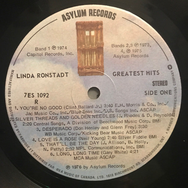 Linda Ronstadt – Linda Ronstadt Greatest Hits - 1976 Original