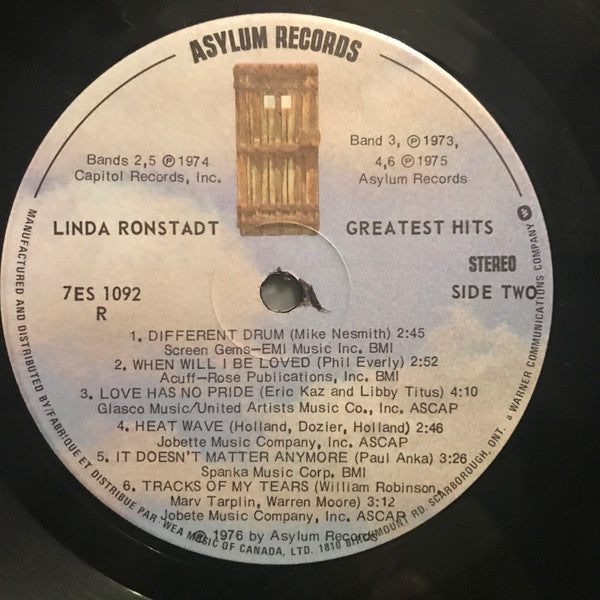Linda Ronstadt – Linda Ronstadt Greatest Hits - 1976 Original