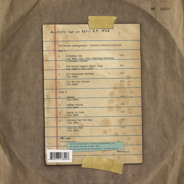 The Velvet Underground – Scepter Studios Sessions - RSD, Numbered Limited Edition VinylPursuit.com