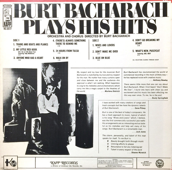 Burt Bacharach – Plays His Hits - In Shrinkwrap!