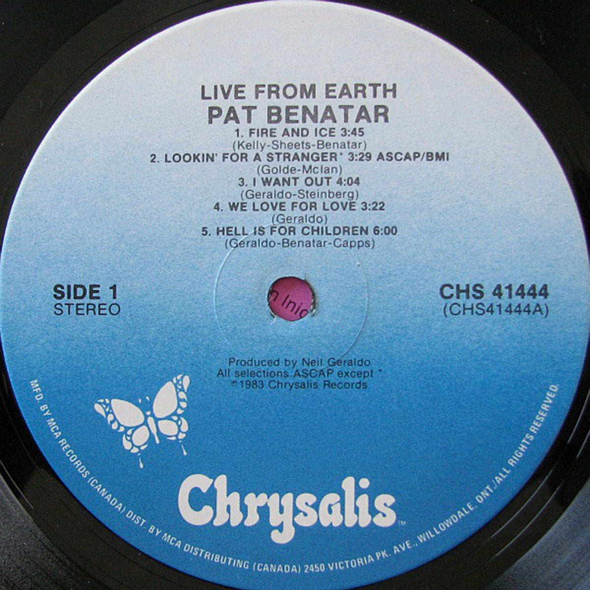 Pat Benatar ‎– Live From Earth - 1983