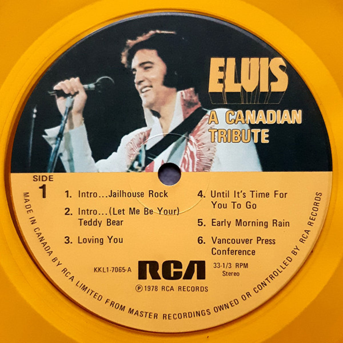 Elvis Presley ‎– A Canadian Tribute - 1978 YELLOW VINYL