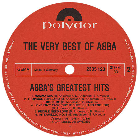 ABBA – The Very Best Of ABBA (ABBA's Greatest Hits) Germany Pressing