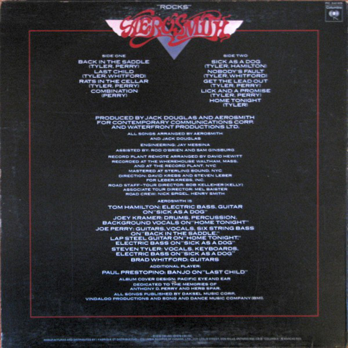 Aerosmith ‎– Rocks - 1976 Pressing!