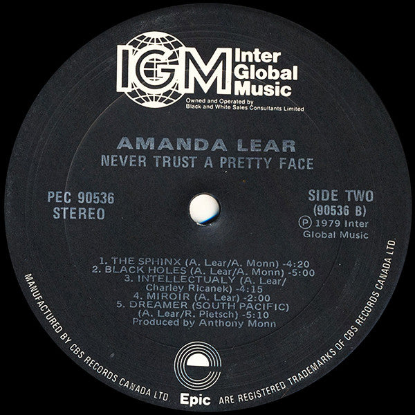 Amanda Lear – Never Trust A Pretty Face - 1979 Original Pressing