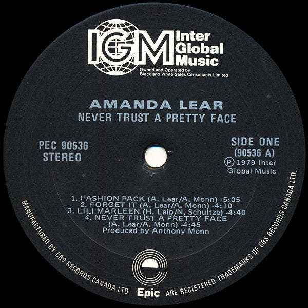 Amanda Lear – Never Trust A Pretty Face - 1979 Original Pressing
