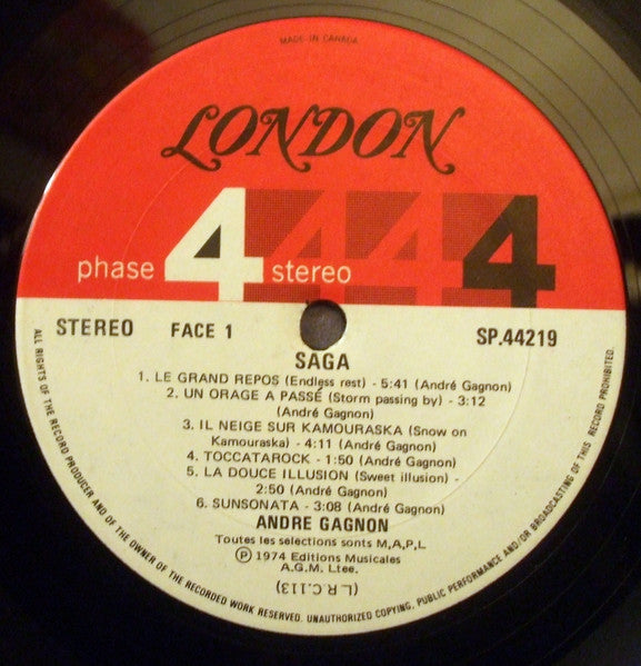 André Gagnon – Saga - 1974 Phase 4 Pressing