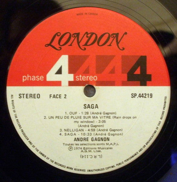 André Gagnon – Saga - 1974 Phase 4 Pressing