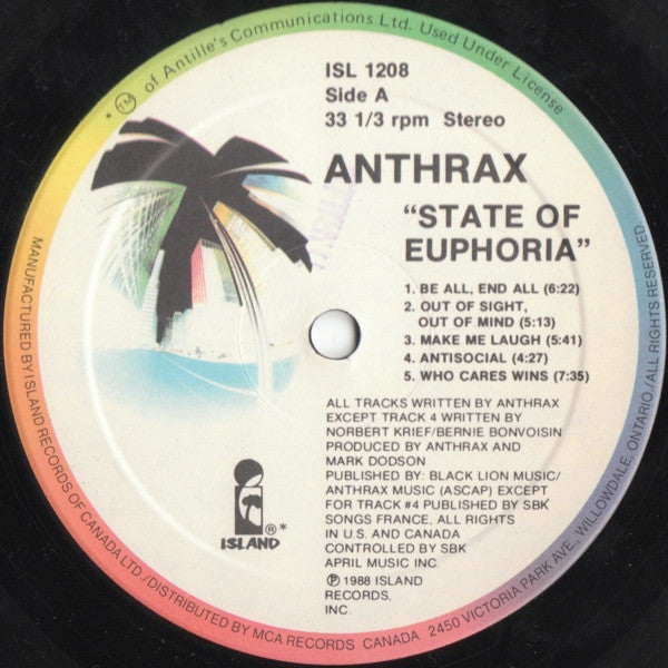 Anthrax – State Of Euphoria - 1988 Original!