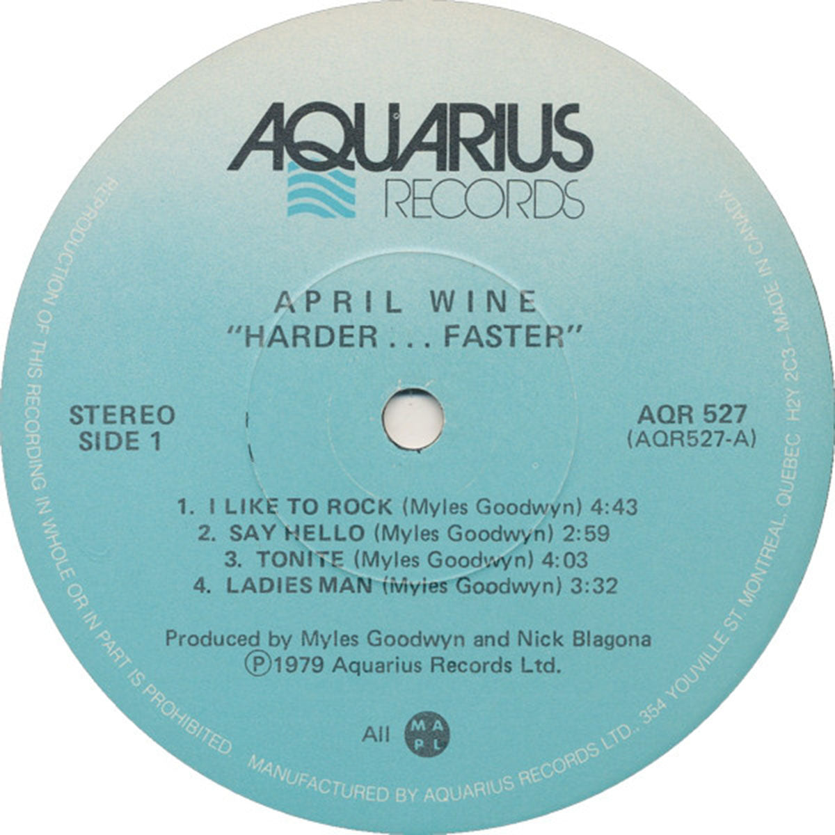 April Wine – Harder Faster - 1979 Original