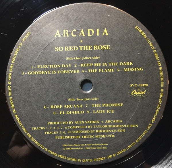 Arcadia – So Red The Rose - 1985 Pressing