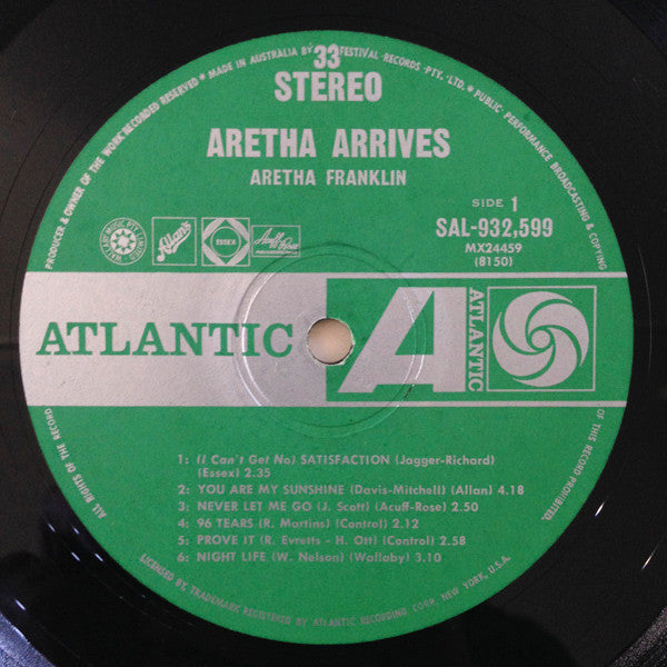 Aretha Franklin – Aretha Arrives Australia Pressing