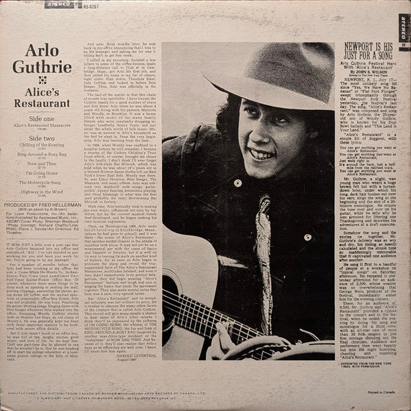 Arlo Guthrie – Alice's Restaurant - 1967 Original