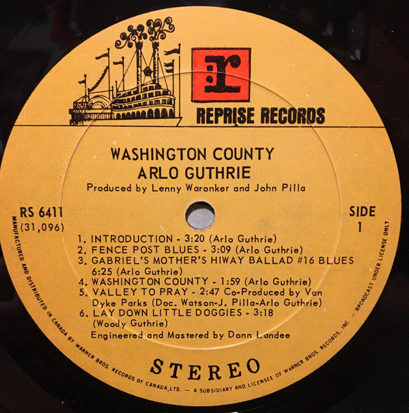 Arlo Guthrie – Washington County - 1970 Original