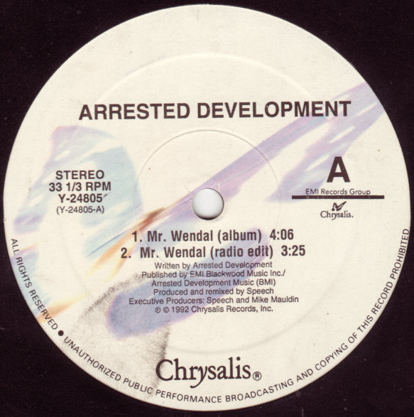 Arrested Development – Mr. Wendal - US 1992 Original Pressing Vinyl Pursuit Inc