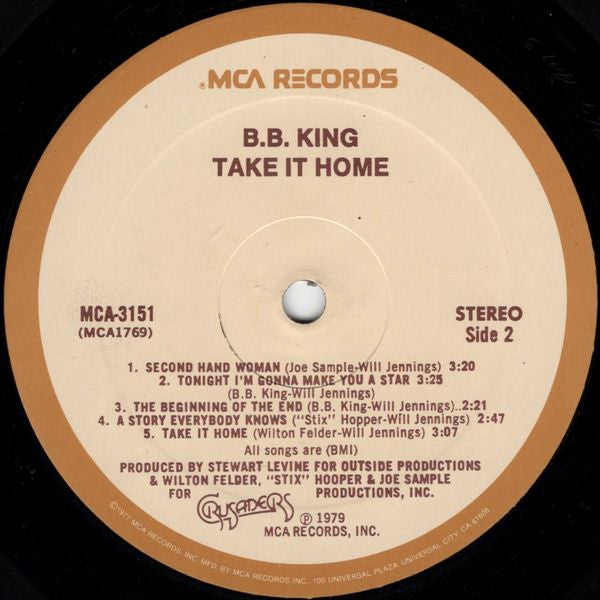 B.B. King – Take It Home US Pressing