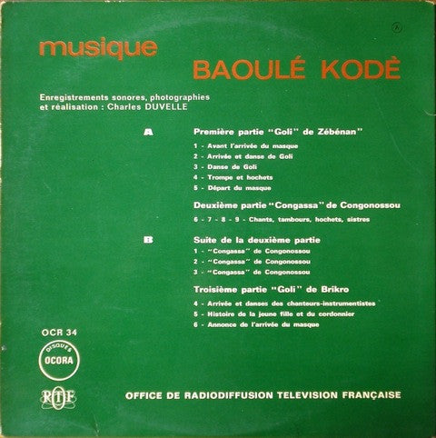 Baoulé – Musique Baoulé - Kodé -  1968 French Pressing