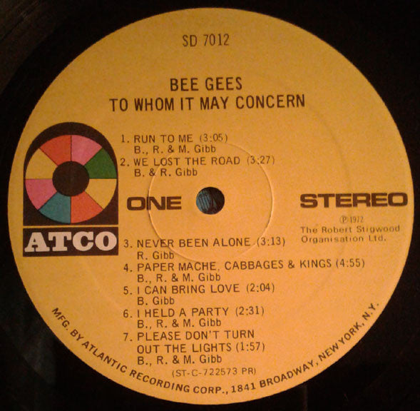 Bee Gees – To Whom It May Concern US Pressing