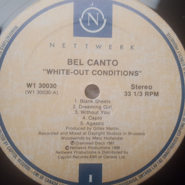 Bel Canto – White-Out Conditions - 1988 Original, Bargain!