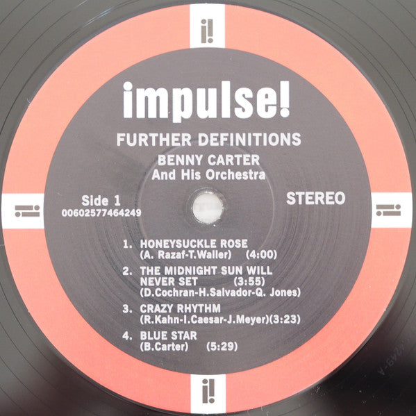 Benny Carter And His Orchestra – Further Definitions - Vital Vinyl Pressing in Shrinkwrap!