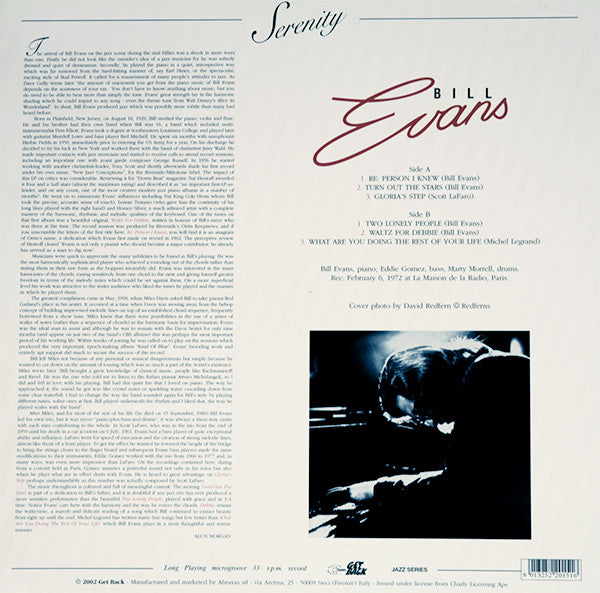 Bill Evans – Serenity - Italian Pressing