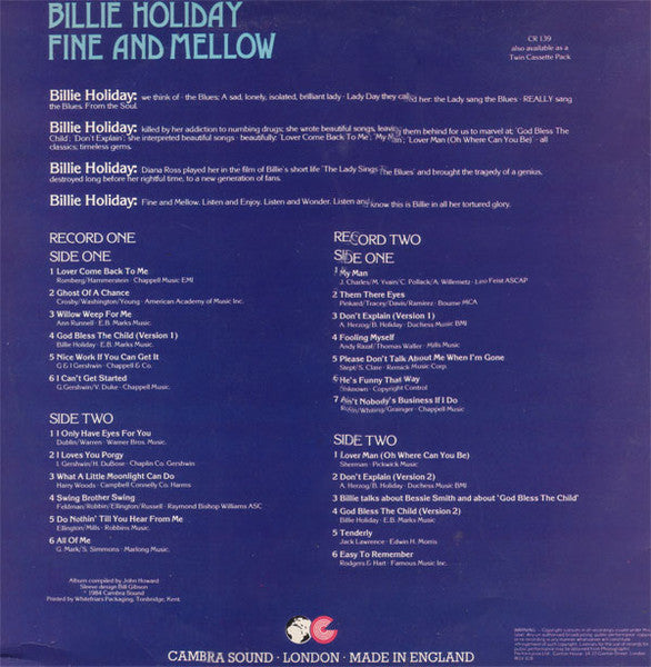 Billie Holiday – Fine And Mellow UK Pressing