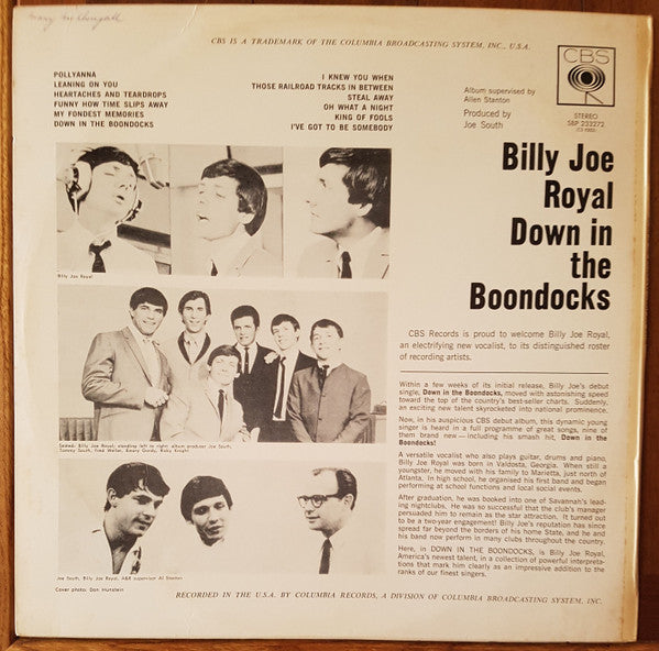 Billy Joe Royal – Down In The Boondocks Australia Pressing