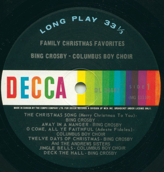 Bing Crosby - The Columbus Boychoir – Family Christmas Favorites - Original Pressing
