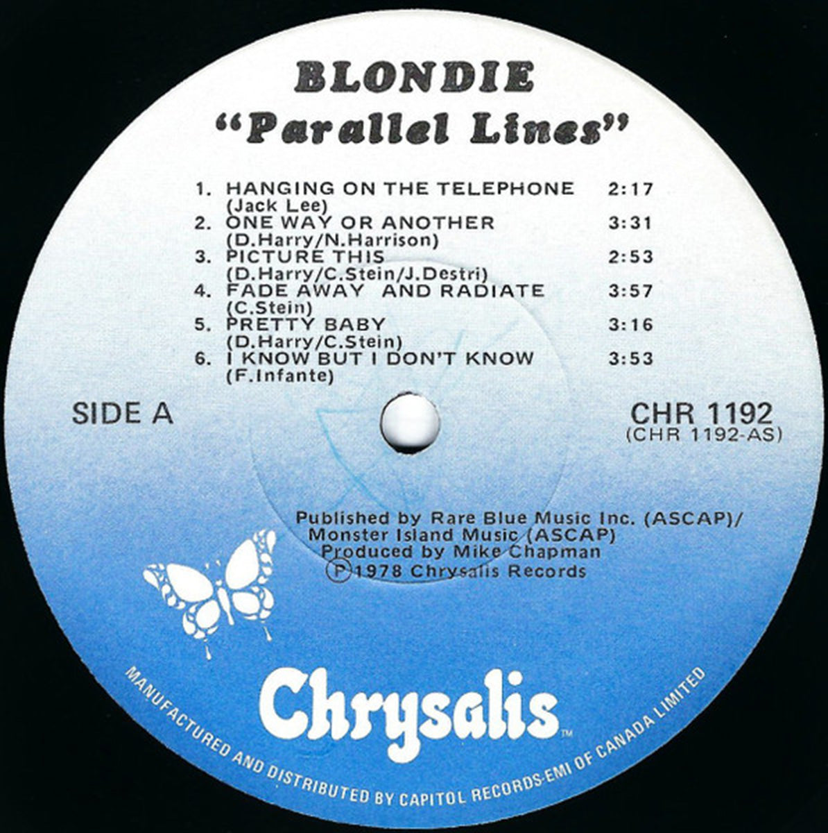 Blondie – Parallel Lines - 1978 Original! Vinyl Pursuit Inc