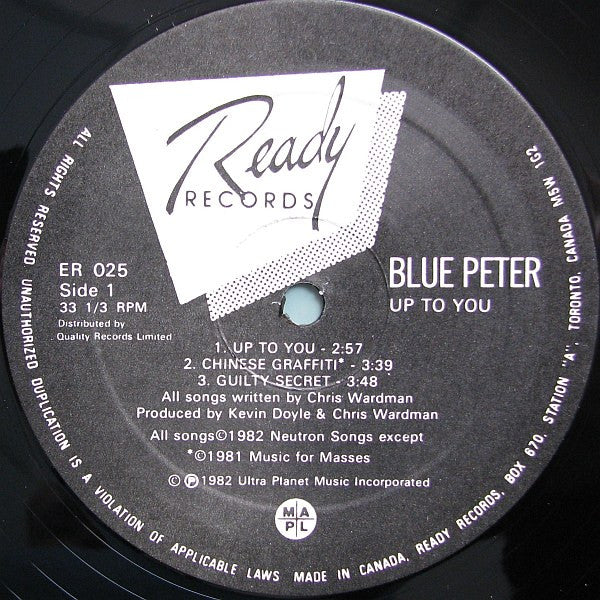 Blue Peter – Up To You - 1982 Original - Vinyl Pursuit Inc