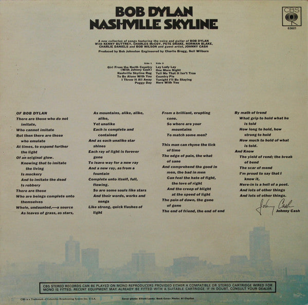 Bob Dylan – Nashville Skyline - UK Early Pressing