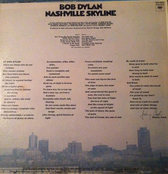 Bob Dylan – Nashville Skyline - 1970 Pressing