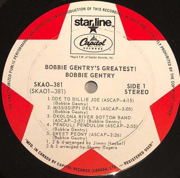 Bobbie Gentry – Bobbie Gentry's Greatest! - 1969 Original