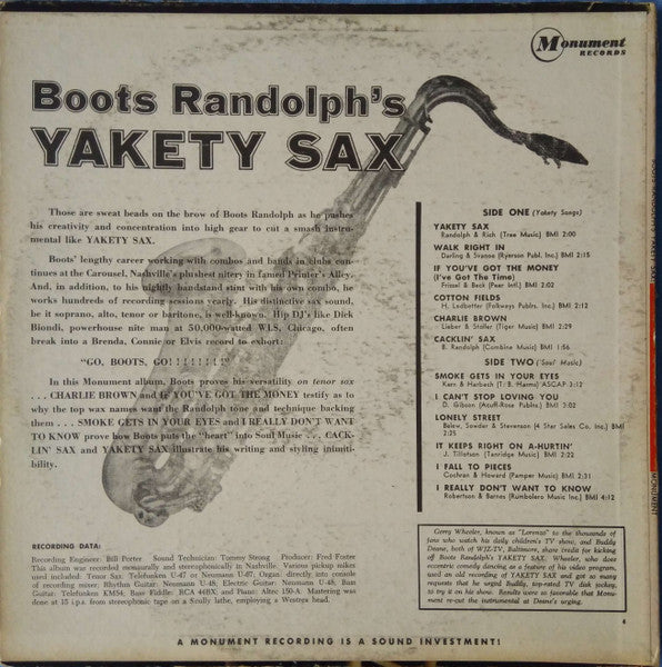 Boots Randolph – Boots Randolph's Yakety Sax! US Pressing -Sealed 1963 Orignial Pressing