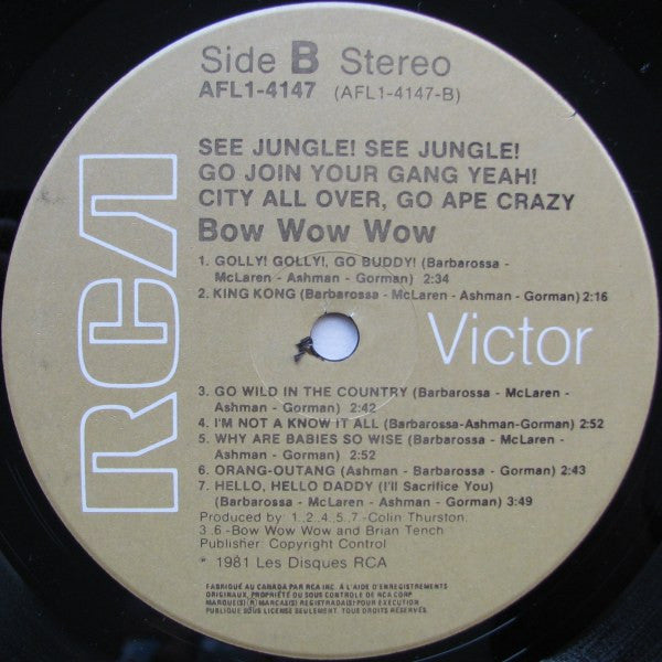 Bow Wow Wow – See Jungle! See Jungle! Go Join Your Gang Yeah! - Vinyl ...