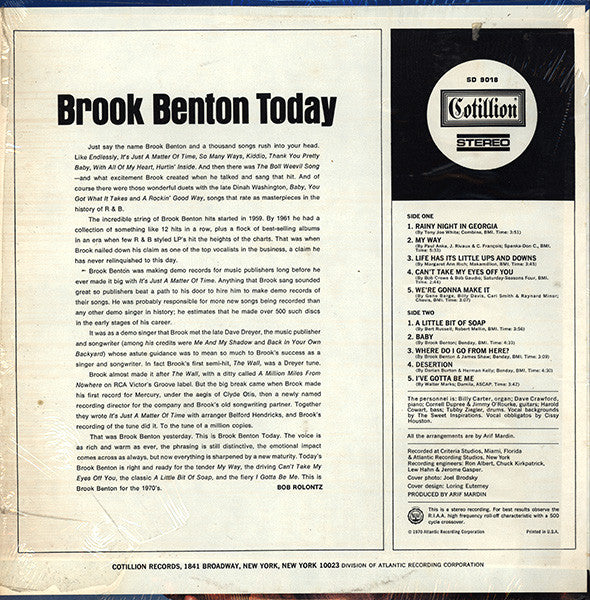 Brook Benton – Brook Benton Today US Pressing