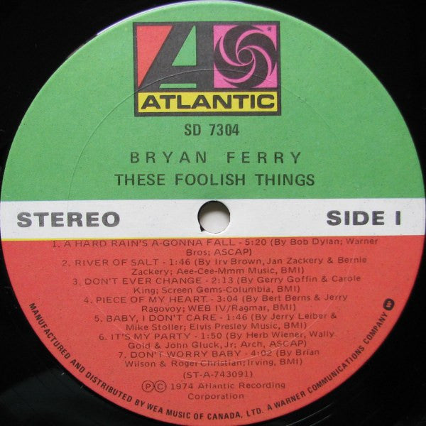 Bryan Ferry – These Foolish Things - 1974 Original!