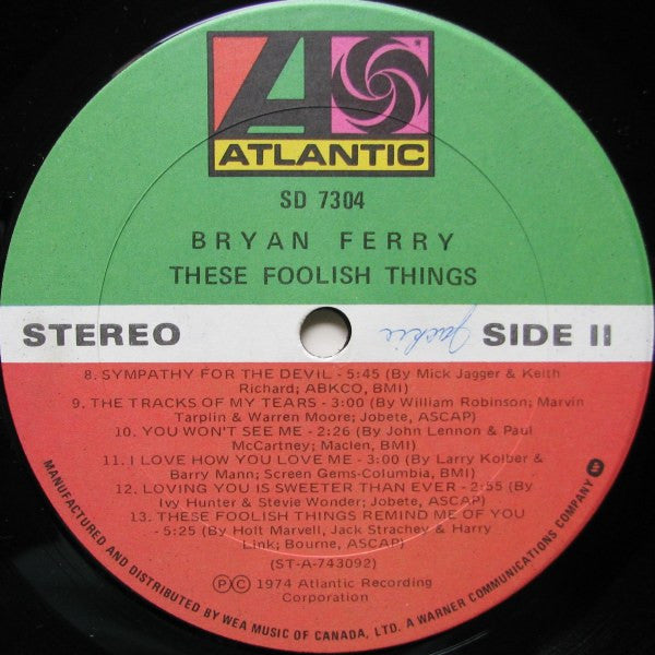 Bryan Ferry – These Foolish Things - 1974 Original!