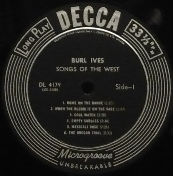 Burl Ives ‎– Songs Of The West