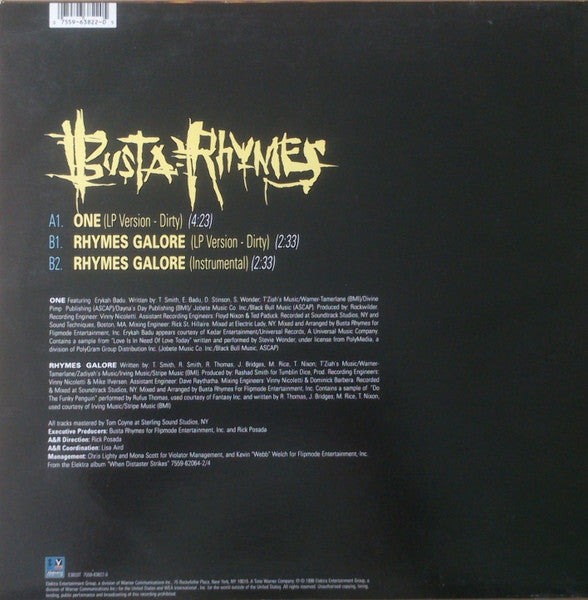 Busta Rhymes Featuring Erykah Badu – One - Europe 1998 Original Pressing Vinyl Pursuit Inc