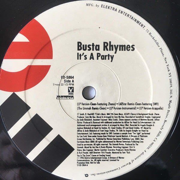 Busta Rhymes – It's A Party - 1996 US Original Promo Pressing