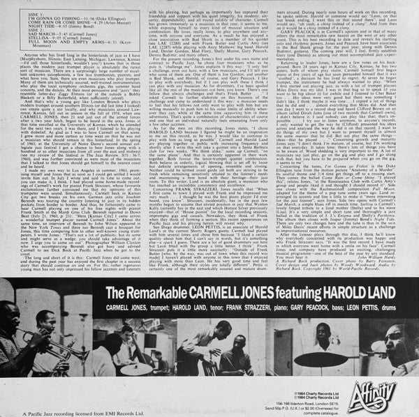Carmell Jones Featuring Harold Land – The Remarkable Carmell Jones - UK 1984 Pressing