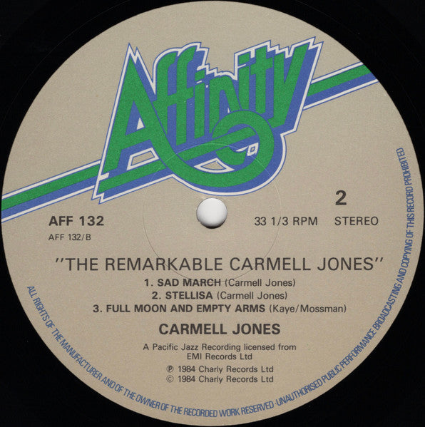 Carmell Jones Featuring Harold Land – The Remarkable Carmell Jones - UK 1984 Pressing